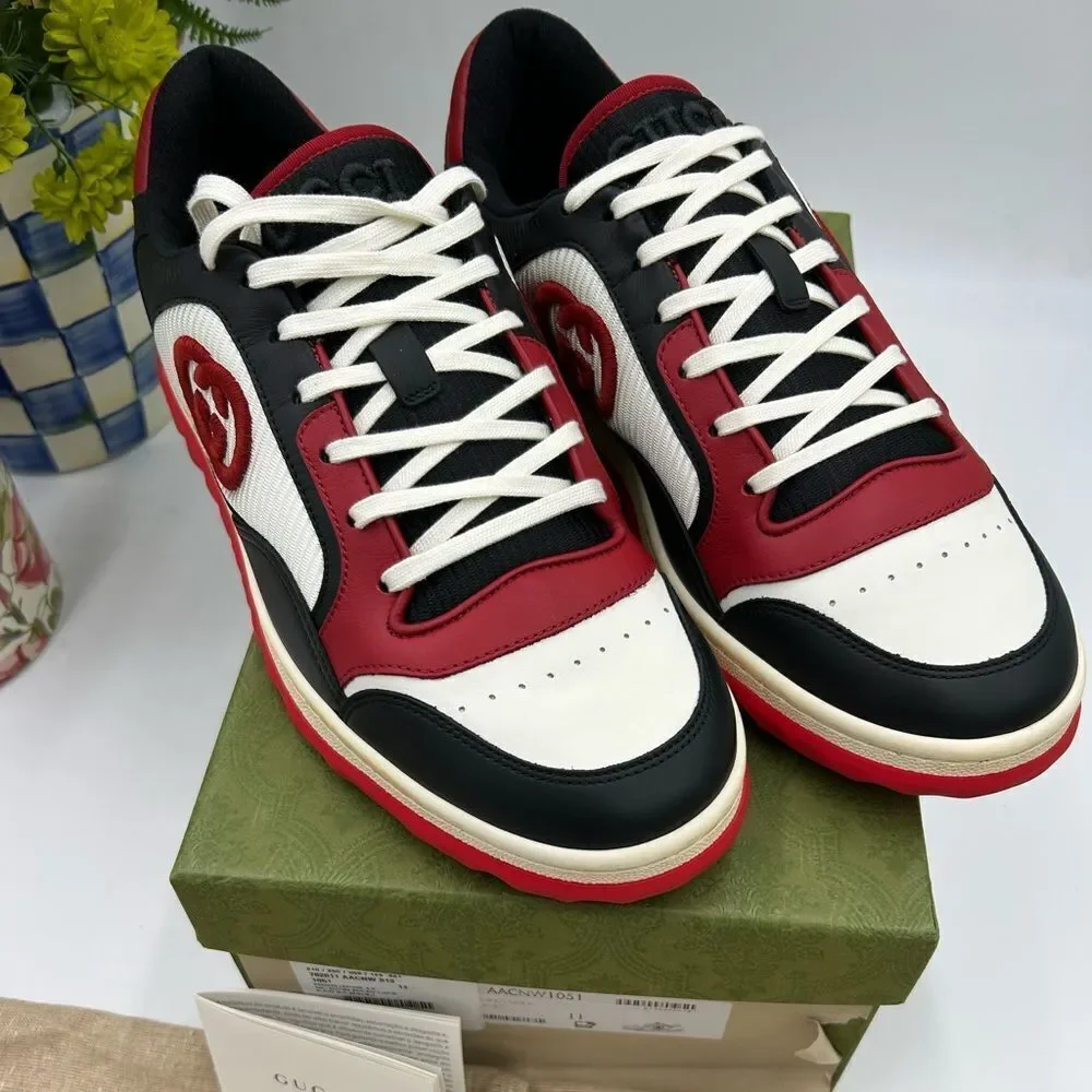 Men's Gucci Mac 80 low top leather sneakers size 11 fits 11.5 US made in Italy
